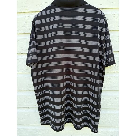 Nike Golf Polo Shirt Dri-Fit Mens XL Black Striped Performance Athletic - Picture 4 of 4